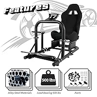 Vista 4 de Dardoo Racing Wheel Stand Cockpit with Black Seat Fits for Logitech G29 G920&G923 Thrustmaster T300RS TX Fanatec PC PS4 Xbox G920 Simulator Racing