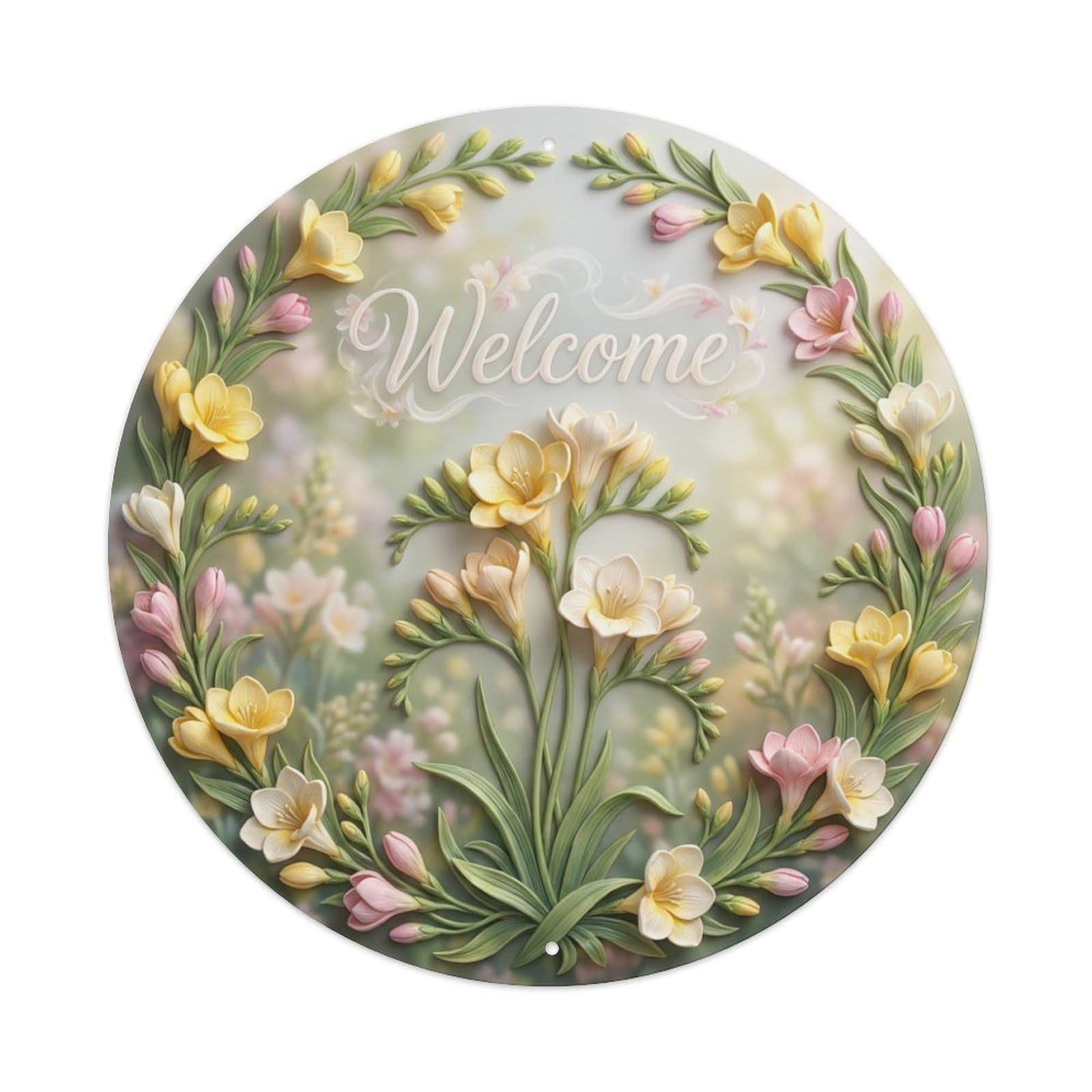 Tgrcjimh Style Metal Tin Sign Freesia Bloom Welcome Fragrant Garden