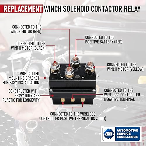 Miniatura 2 de Relé solenoide de 12 V 500 A - Contactor de repuesto de solenoide de relé de cabrestante, apto para control de cabrestante ATV UTV de 8000-15000lb