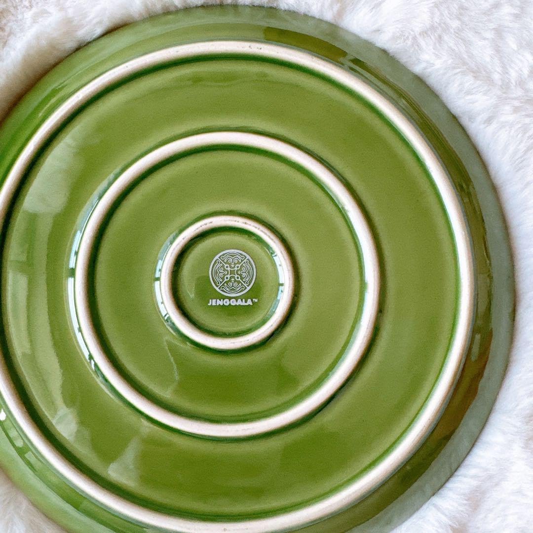 JENGGALA 食器 丸型 フランジパニ 2枚セット グリーン ジェンガラ