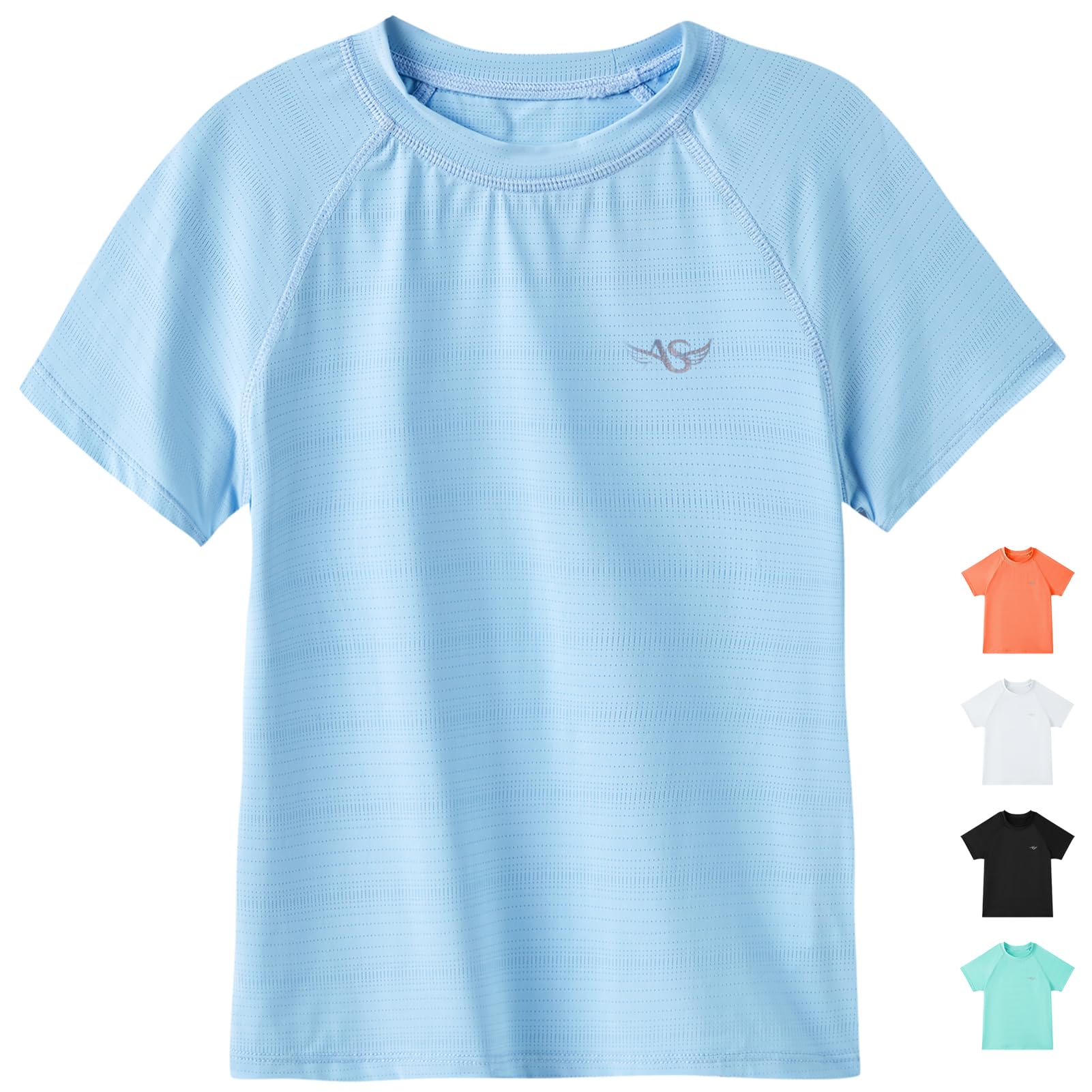Angel seasonBoys Rash Guard Swim Shirt Short Sleeve UPF 50+ for Toddler Kids Teens Beach Rashguard Quick Dry, Size 7-14