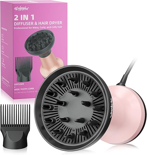Secador de pelo difusor 2 en 1 para cabello rizado secador de pelo iónico de 1875 W con peine y accesorio difusor, secado rápido, reduce el