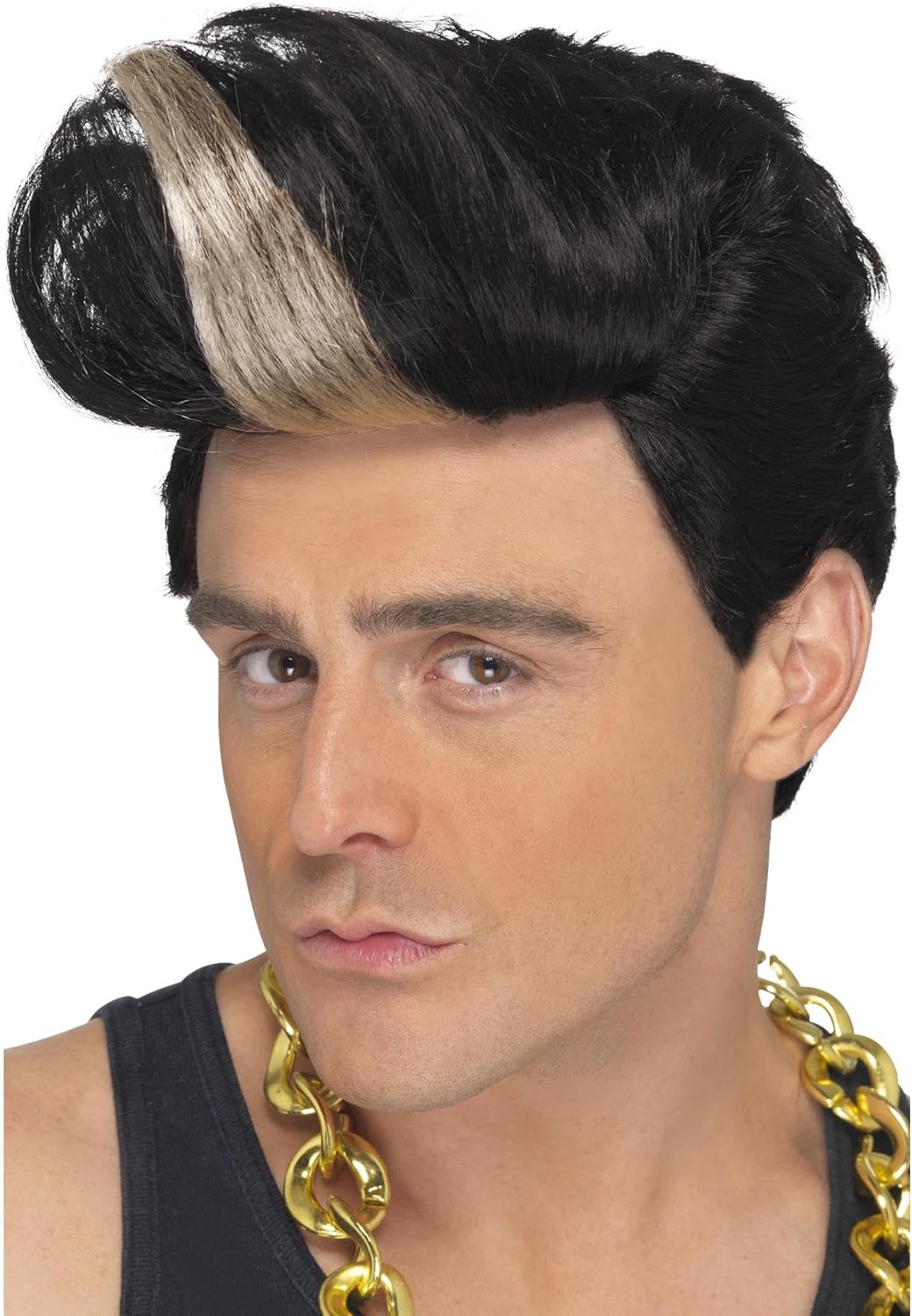 Smiffy's Men's 90's Rapper Wig Quiff Wig with Highlight