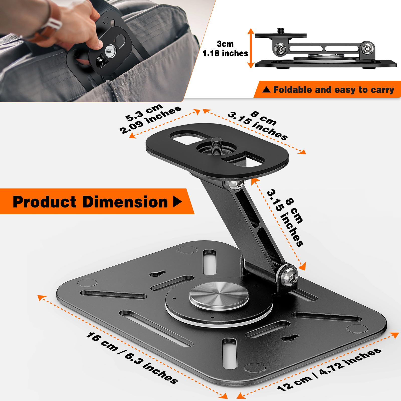 Support Videoprojecteur Plafond De Bureau, Rotatif U00c0 360u00b0, Avec Filetage 1/4, Co Support De Projecteur