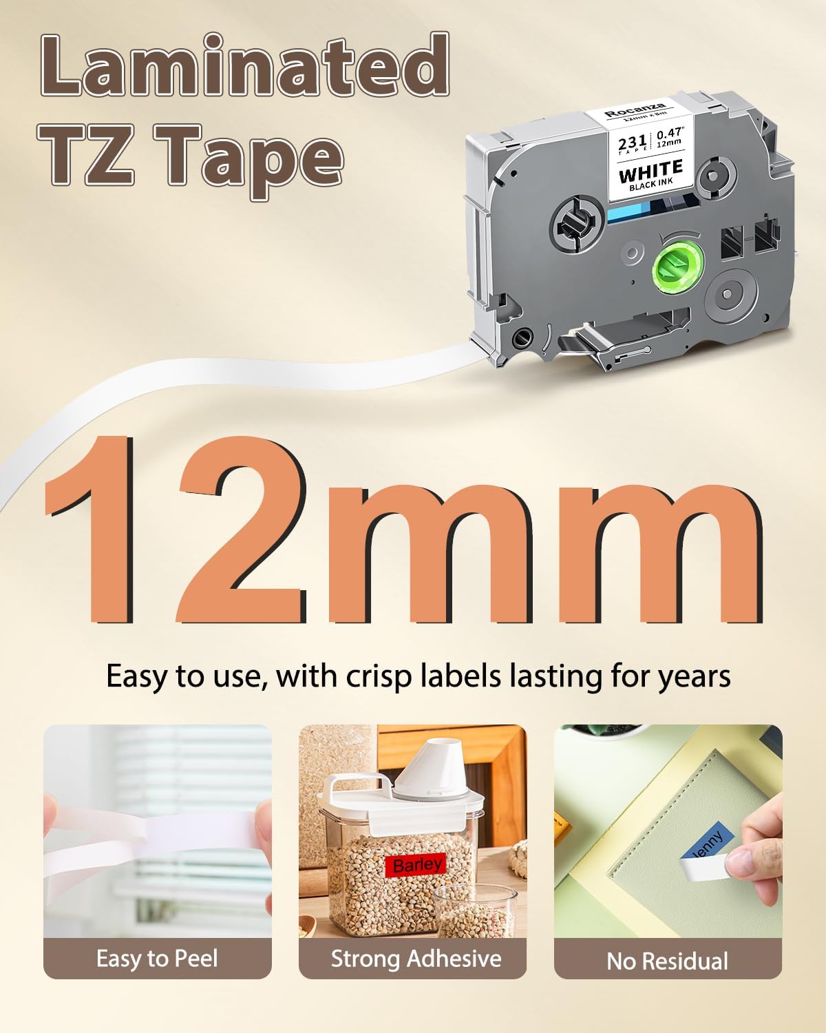Replace for Brother Label Maker Tape 12mm 0.47 Laminated TZ Colored Refills image 5