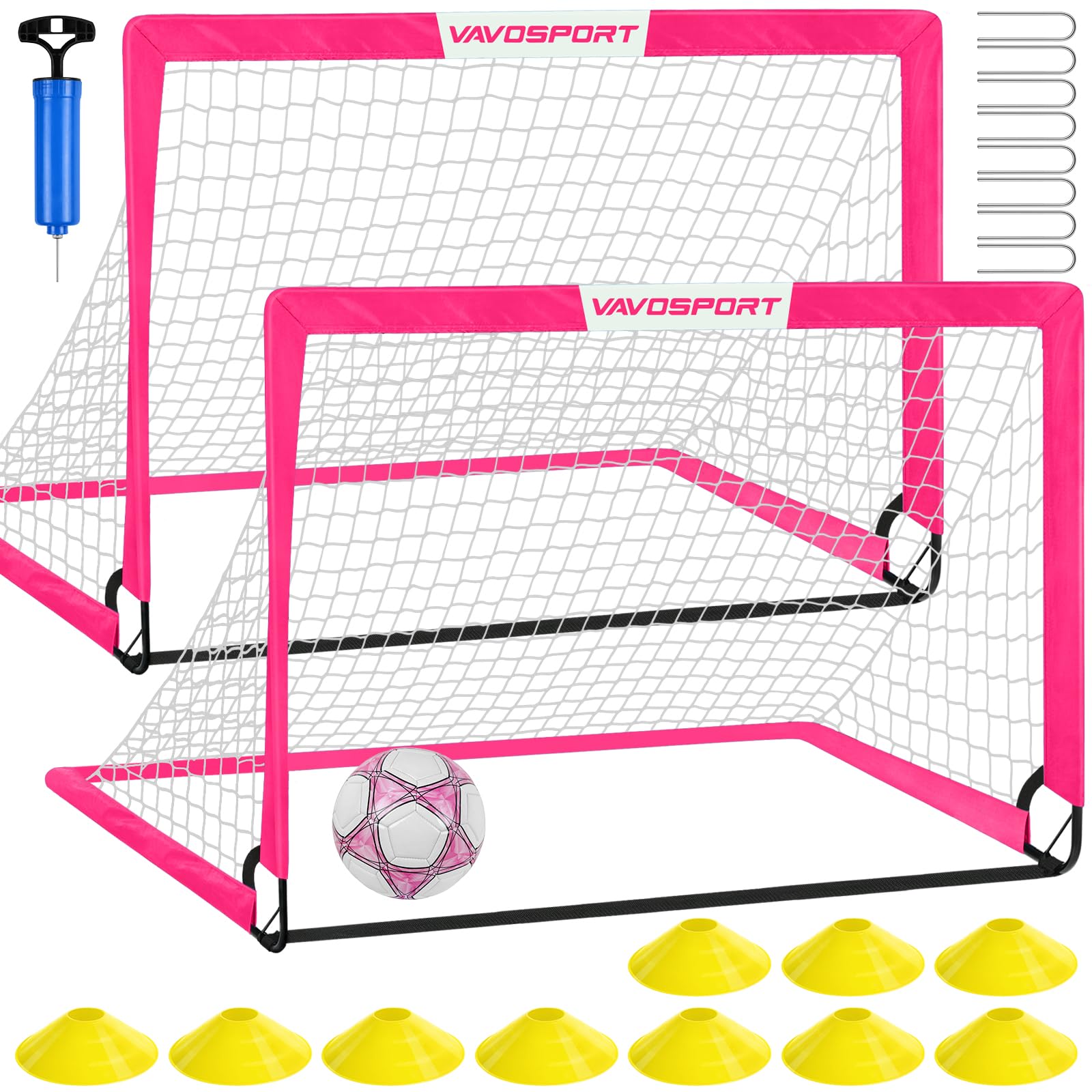 Kids Soccer Goals for Backyard Set - 2 of 4' x 3' Portable Soccer Goal Training Equipment, Pop Up Toddler Soccer Net with Soccer Ball, Stocking