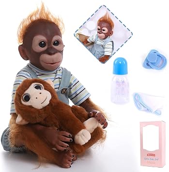 ZIYIUI-US Realistic Reborn Baby Dolls Monkey Boy, 21 Inch Lifelike Soft Silicone Vinyl Real Toddler Girl Baby Dolls with Clothes Gift for Kids Age 3+
