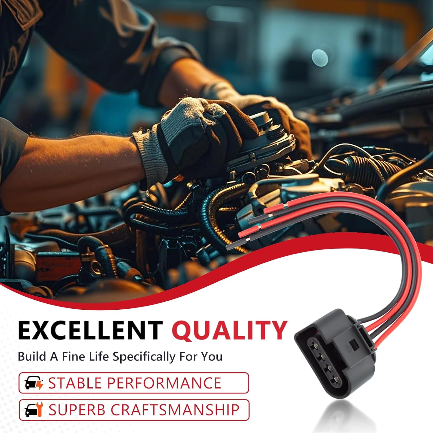 4PCS Ignition Coil Connector 4Pin Harness Wiring Pigtail Fit for Audi A3 A4 A5 A6 A7 A8 Q5 Q7 R8 S4 S5 for VW Volkswagen Jetta Passat Golf with 16pcs Heat Shrink Butt Connectors OE# 1J0973704