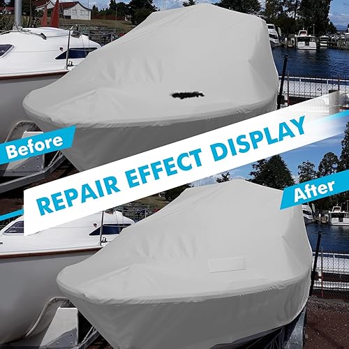 Miniatura 6 de Kit de reparación de cubierta de barco, 600D Super Stick Autoadhesivo Kit de reparación de cubierta de barco para reparar cubierta de piscina,