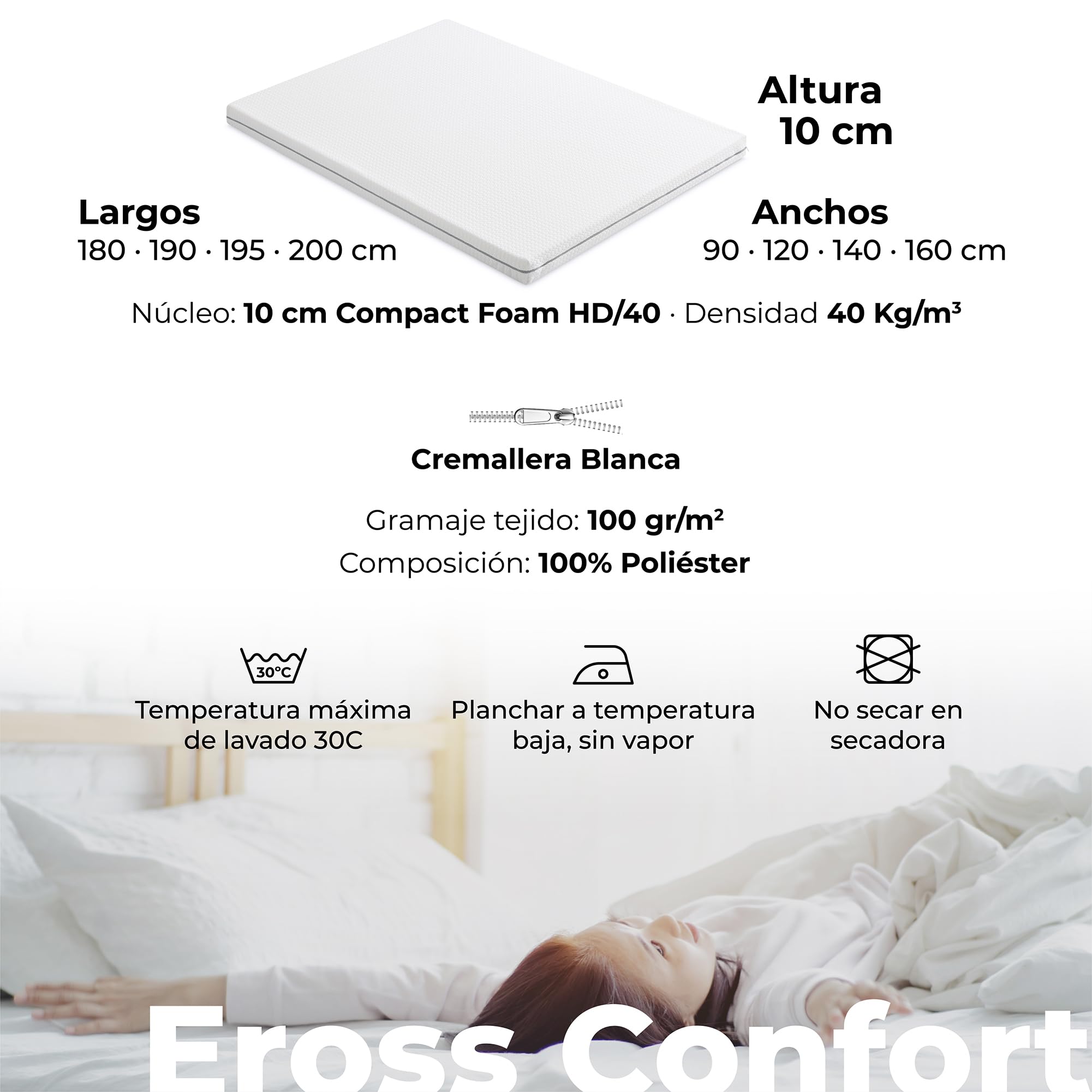 Colchón Sofá Cama 140x180x10 Matrimonio Doble. Burbujas. Altura 10 cm. Funda con Cremallera Lavable y Transpirable. Núcleo Espuma HD