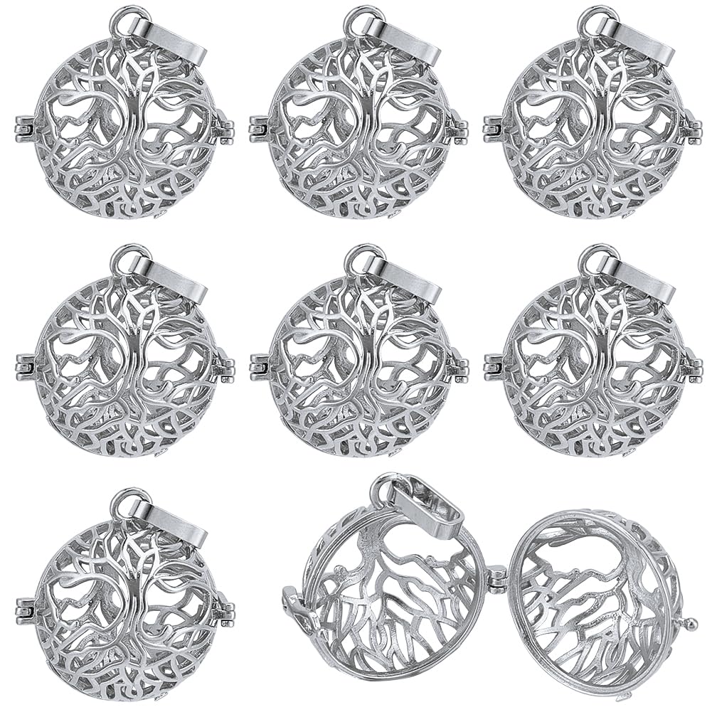 Pendentif boule ouvrable en laiton argenté pour diffusion d'aromathérapie