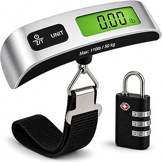 Luggage Scale with TSA Approved Lock, Digital Portable Hanging Baggage Scale 110lb/50kg, Travel Weight Scale for Suitcases, Avoid Overweight Fees, Travel Essentials Gift, Battery Included