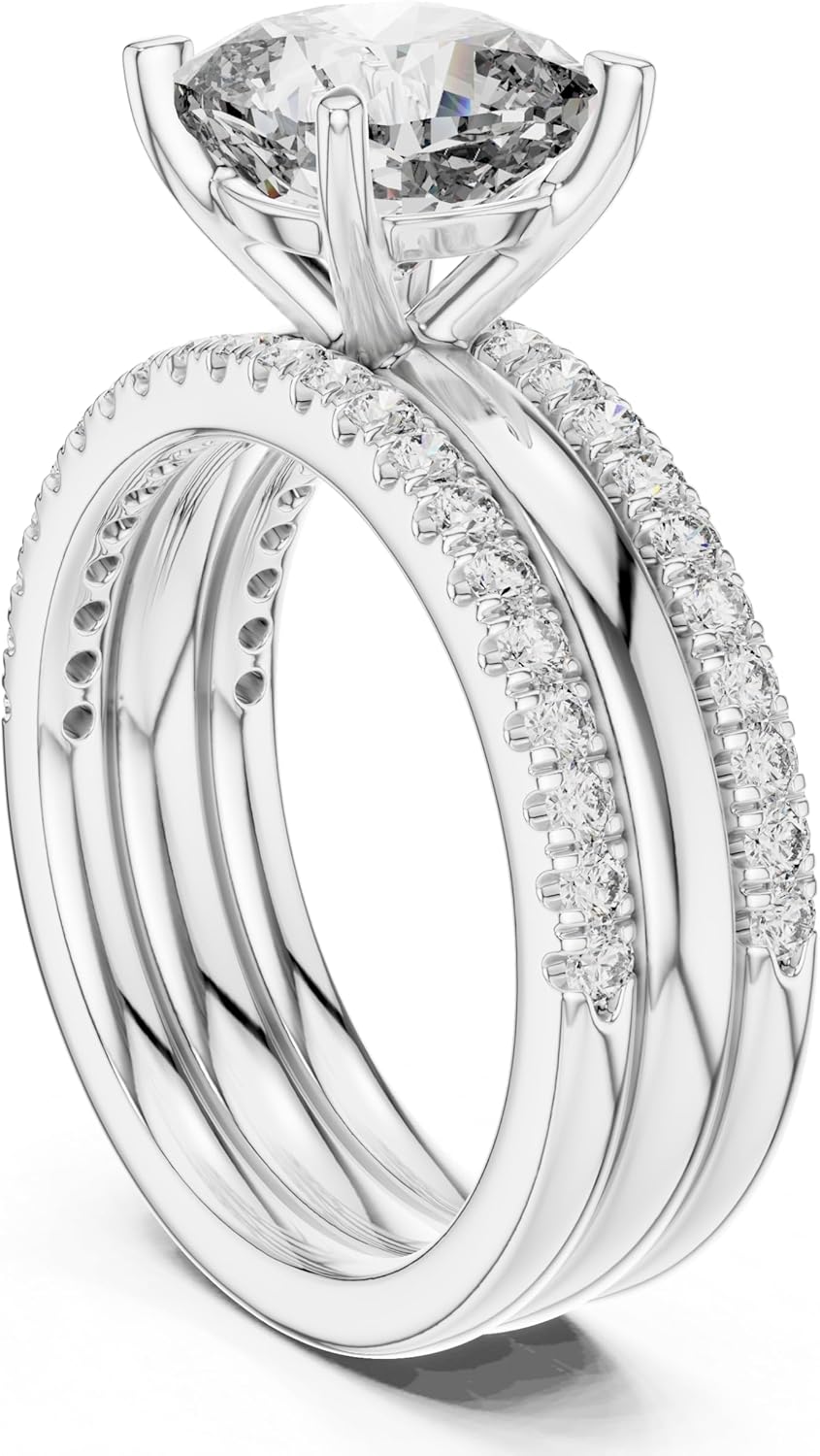 1-5 Ct Round Cut IGI Certified Lab Grown Elegant Swirl Pavé Ring for Women, Rose Gold Bypass Design, Anniversary & Promise Ring for her Elegant Promise Ring Gift for Her