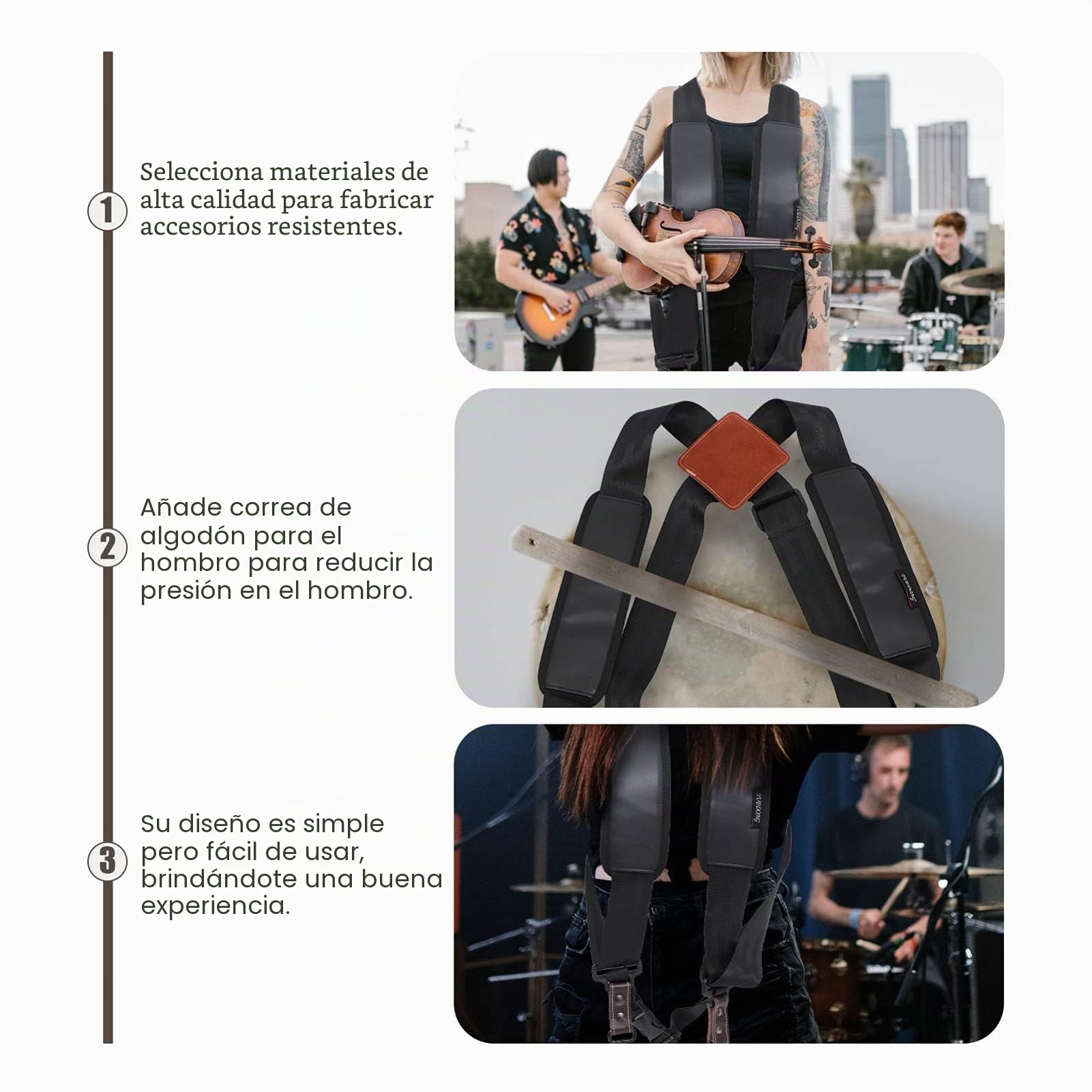 Generic Djembe Correa de hombro ajustable africano mano tambor cinturón poliéster percusión instrumentos arnés hombro para Snare Drum Accesorios Negro