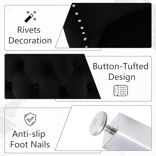 Miniatura 4 de Juego de 2 sillas de comedor de terciopelo, respaldo tapizado, Sillas de Comedor, lujosas sillas de comedor con patas de acero inoxidable, asientos