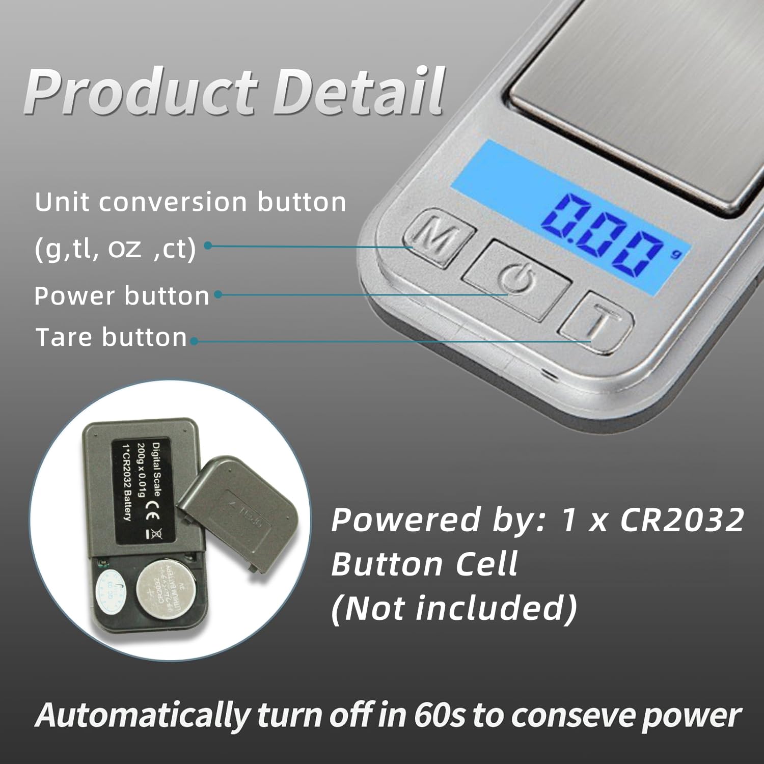 MEIYA Digital Pocket Gram Scale 200g x 0.01g, Mini Digital Grams Scale for Small Food, Jewelry, Herbs, Coins