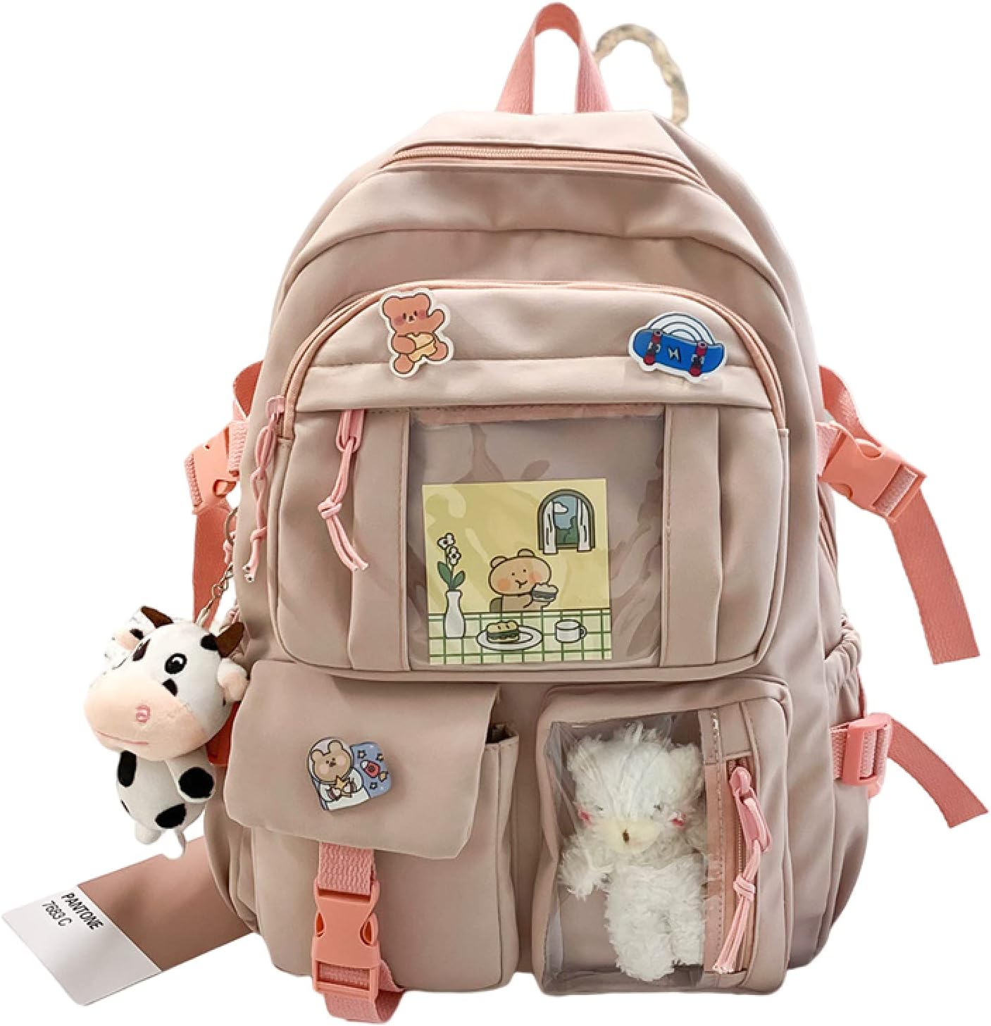 NCDUANSAN Kawaii Backpack with Kawaii Pin and Accessories Backpack Cute Aesthetic Backpack Cute Kawaii Backpack for School