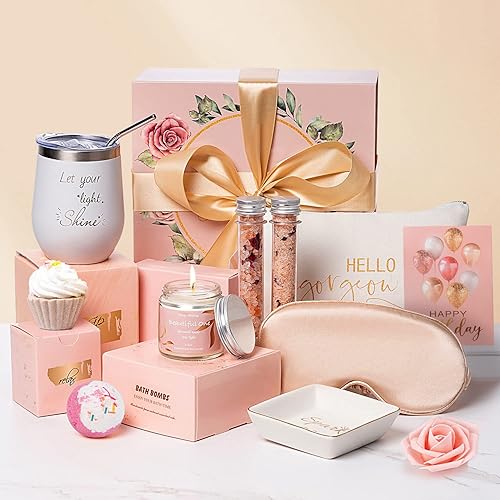 Miniatura 2 de Regalos de feliz cumpleaños para mujeres, juego de spa, cesta de regalo para mejores amigas, mamá, caja de cumpleaños única, regalos para hermana,