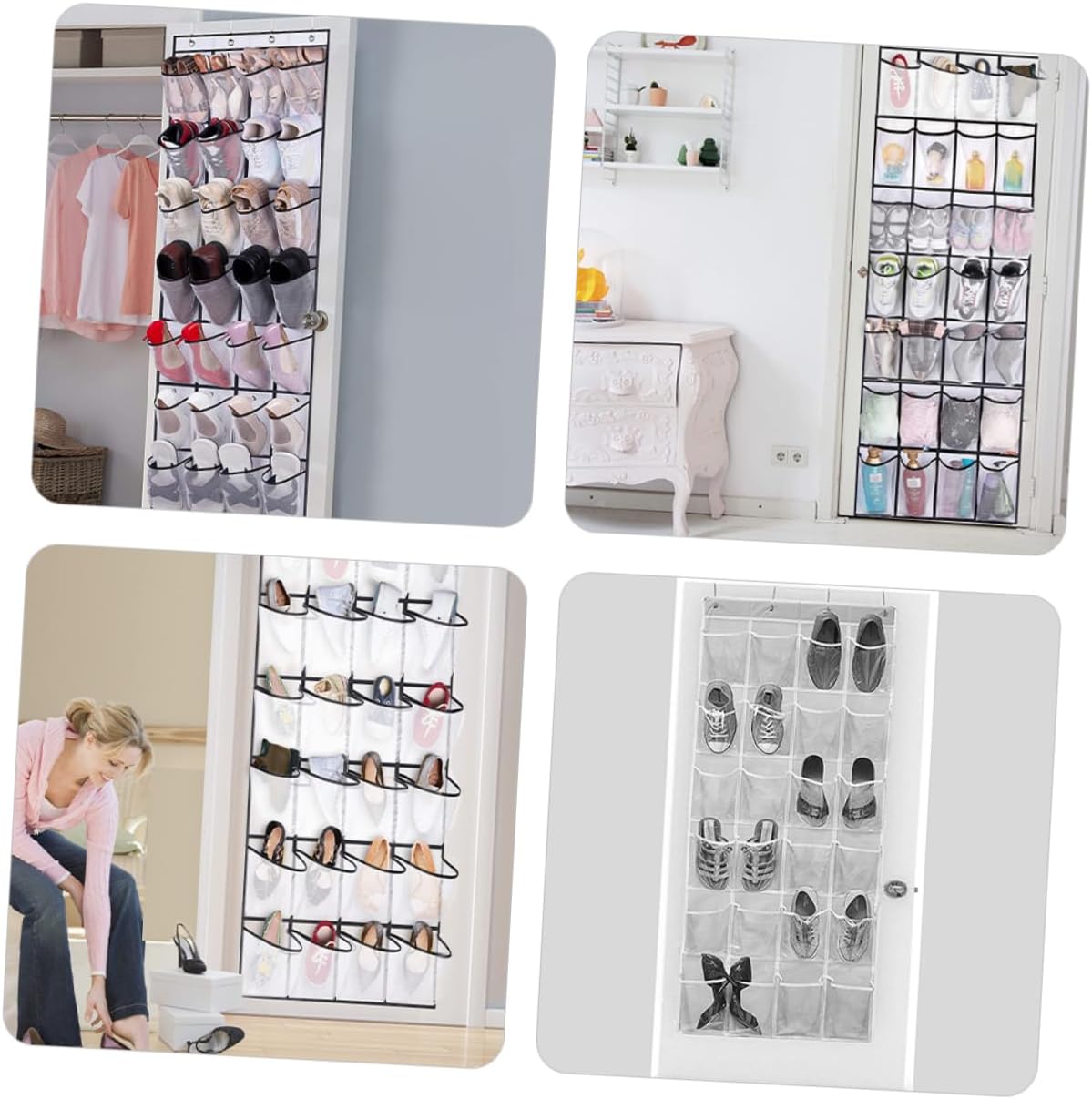 28 Grid over Door Hanging Shoe Organizer White