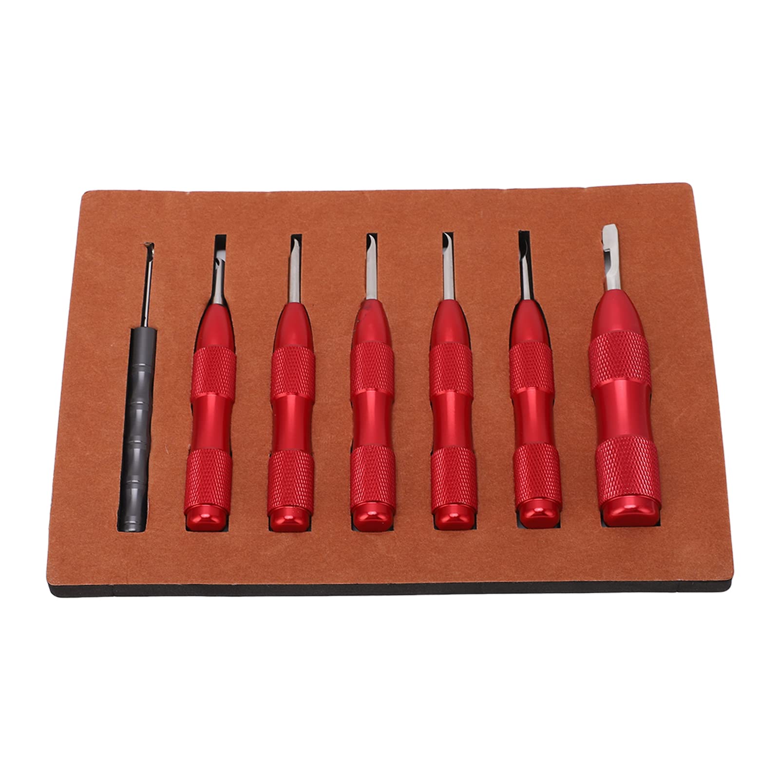 Juego de 7 herramientas para abrir tapa trasera de reloj, kit profesional para quitar cajas de relojes, herramientas de palanca de aleación de aluminio de múltiples (Roja)