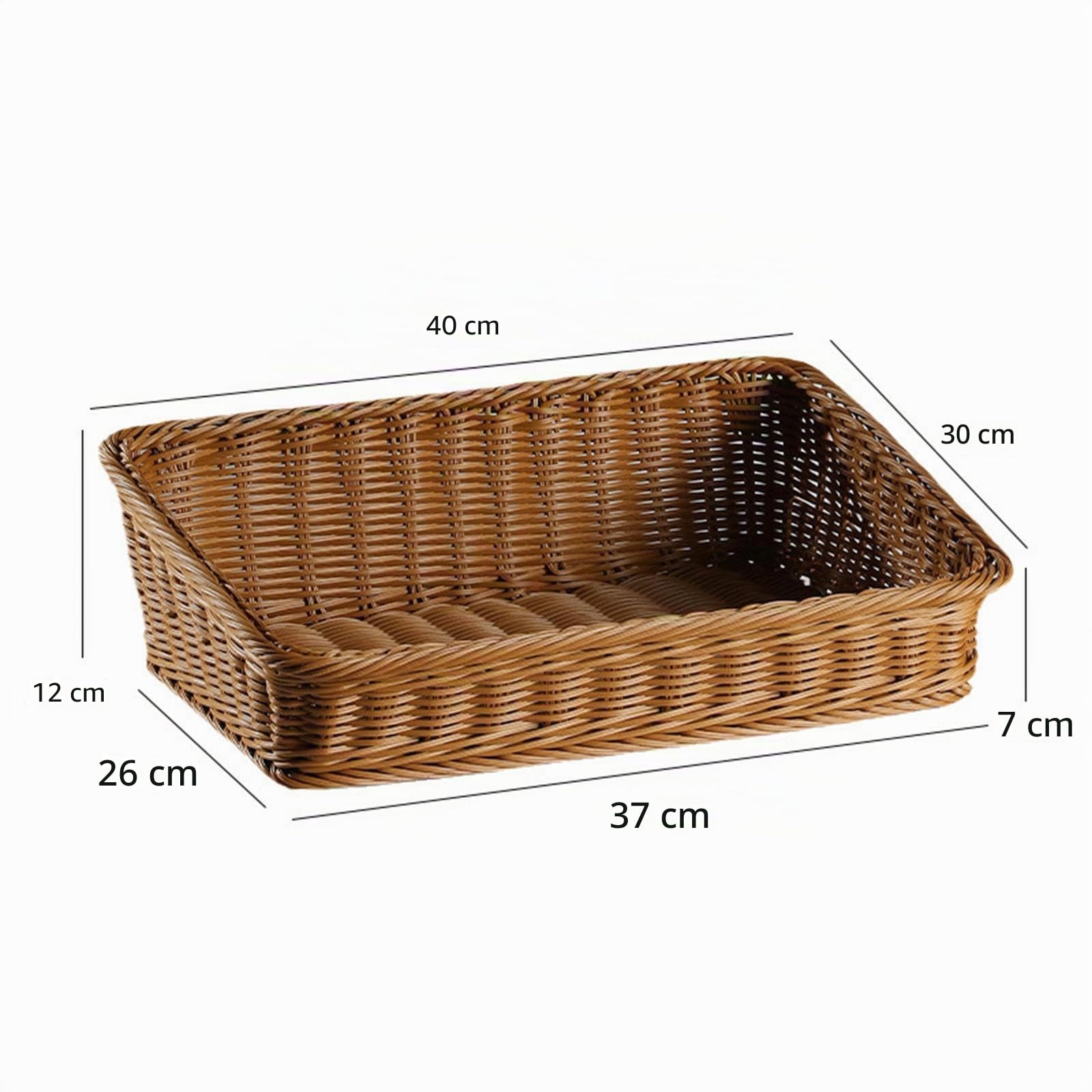 Cestino intrecciato in rattan imitazione Cestino per pane intrecciato Cestino per pasti Portaoggetti per alimenti Espositore per alimenti Cesto di