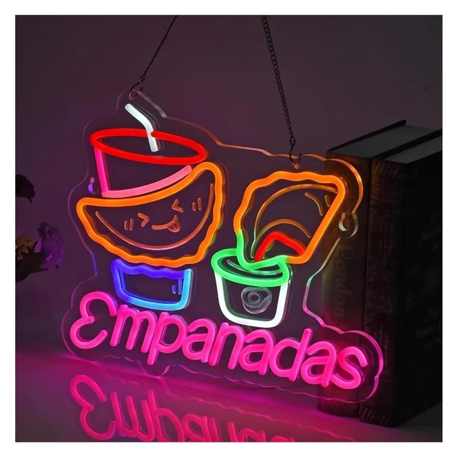 letrero de luces de neón Letreros luminosos de neón para decorar empanadas – Decoración colgante pared para restaurantes mexicanos