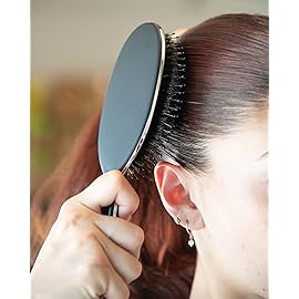 FRAMAR Soft Boar Bristle Hair Brush For Women - Boars Hair Brush For Women, Boar Brush For Fine Hair, Hairbrush For Fine Hair, Soft Bristle Brush For Slick Back, Volume and Shine - Black