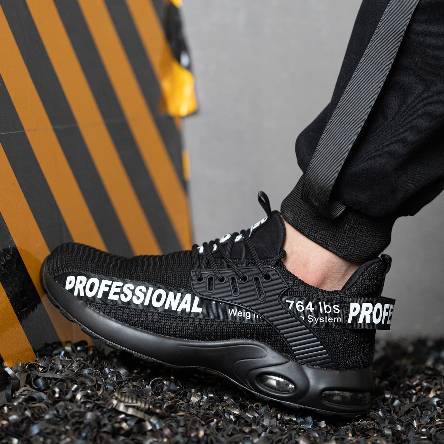Męskie buty ochronne, lekkie buty robocze, stalowy nosek, damskie, sportowe, antypoślizgowe, Czarny Y92, 44 EU