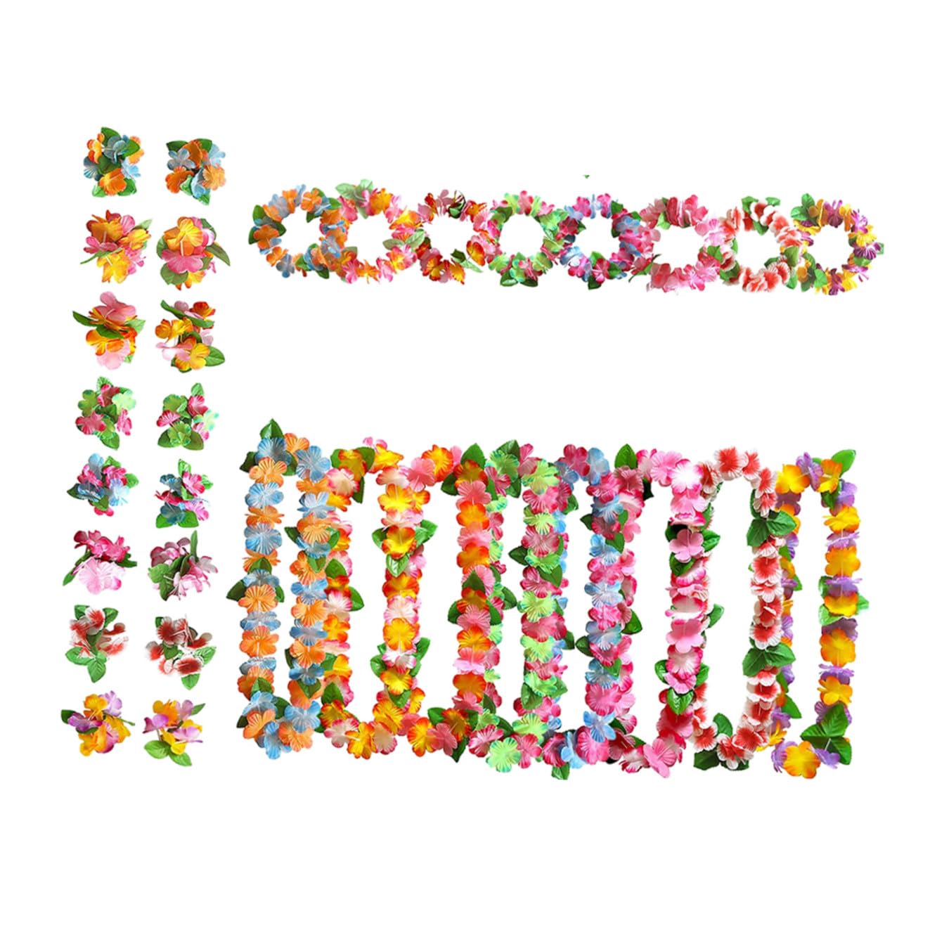 Cabilock 2 Set Lei Hawaiana Leis Clip di del Fiore Decorazioni Hawaiane Tropicale Hawaii Corone Bambini Grembiule Hawaiian Ghirlande Decorazione del Partito Hawaii Leis Regali