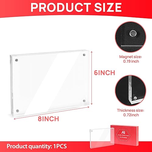 Miniatura 2 de A & R 1 paquete de marcos de fotos acrílicos de 6 x 8 pulgadas, marco magnético, marco de fotos transparente de doble cara de 10 + 0.394 in de