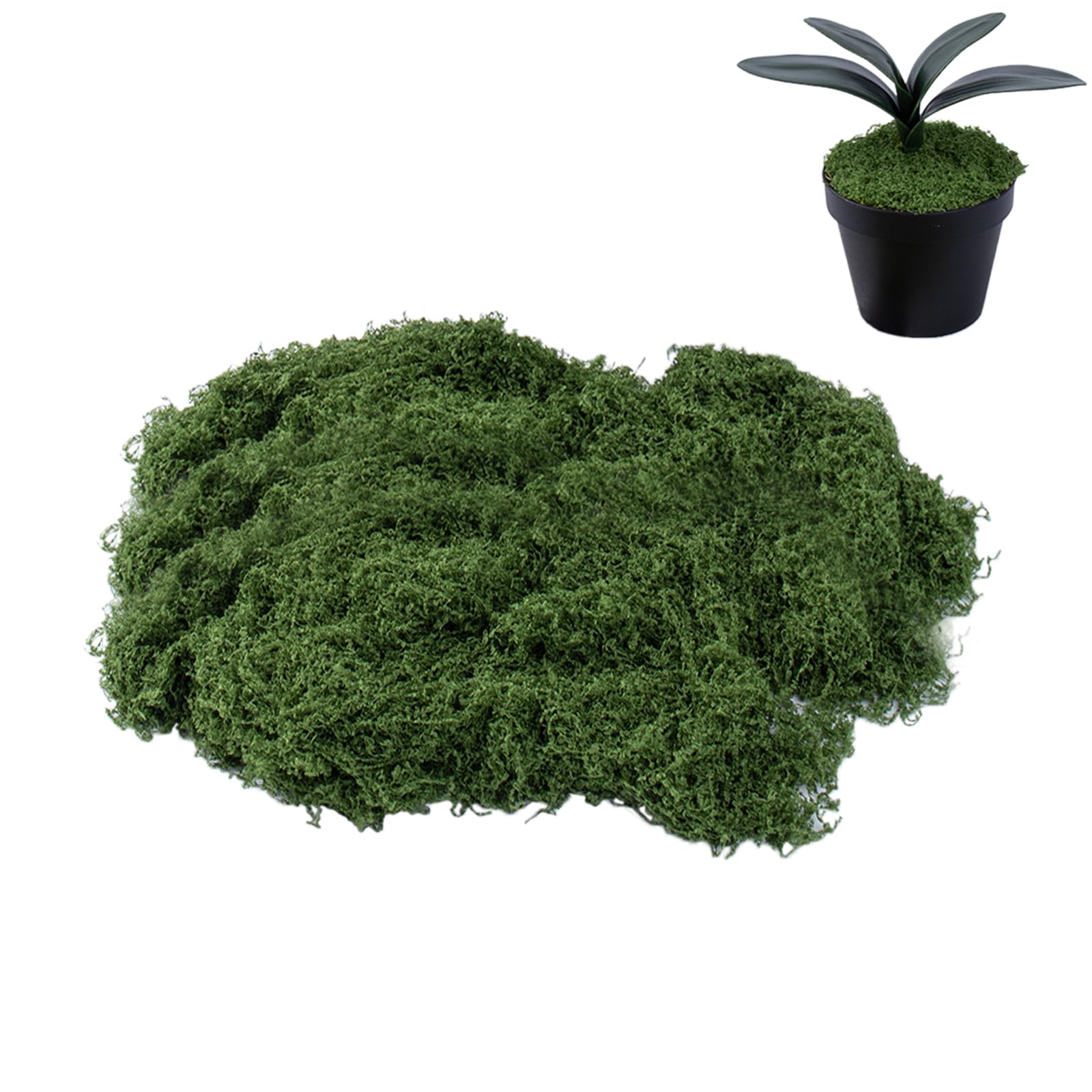 Künstliches Moos zum Dekorieren, Fake Dekomoos, Antiseptisches Moos, Moosdeko für Aquariumwandgestaltung, Wand, Rasen, Bonsai (Dunkelgrün, 50g)