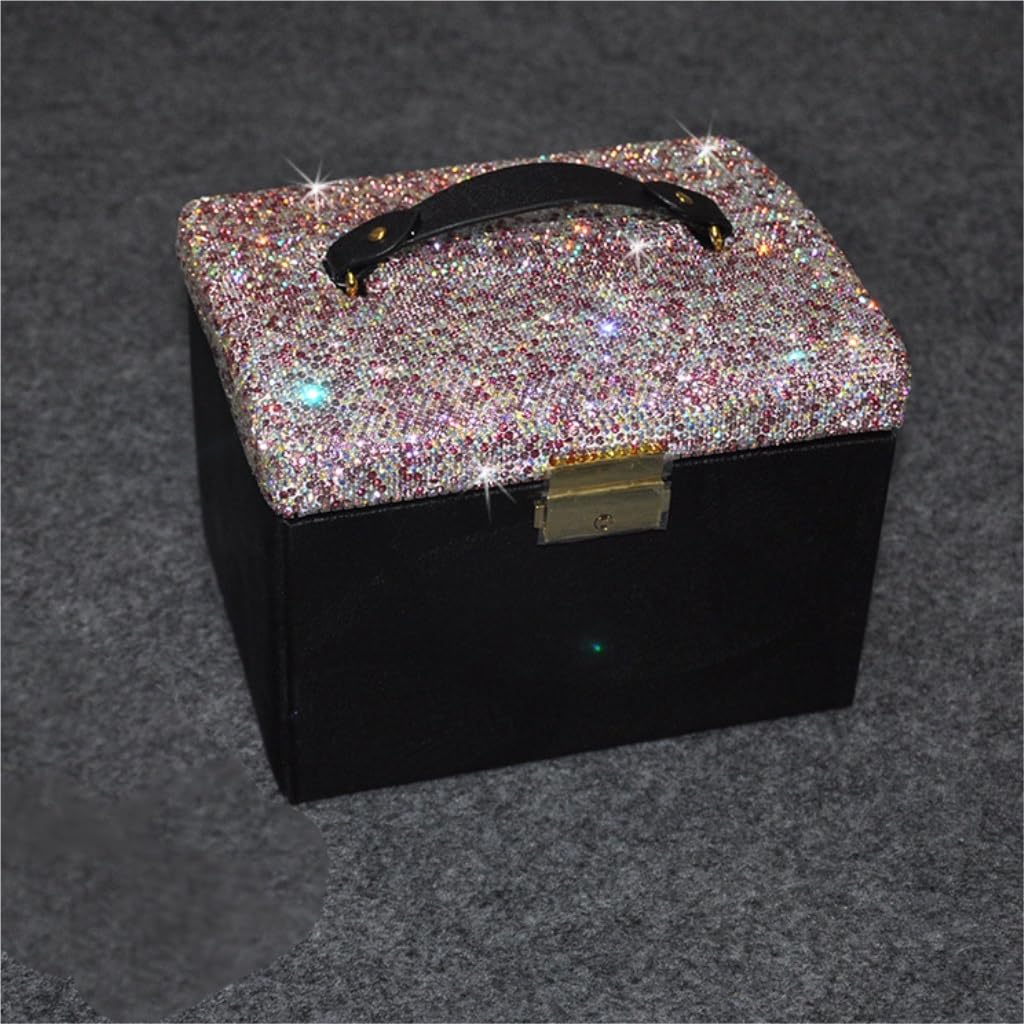 Joyero de almacenamiento de doble capa, organizador de espejo multifuncional, diseño creativo para mujeres y niñas, solución de almacenamiento de diamantes portátil y elegante