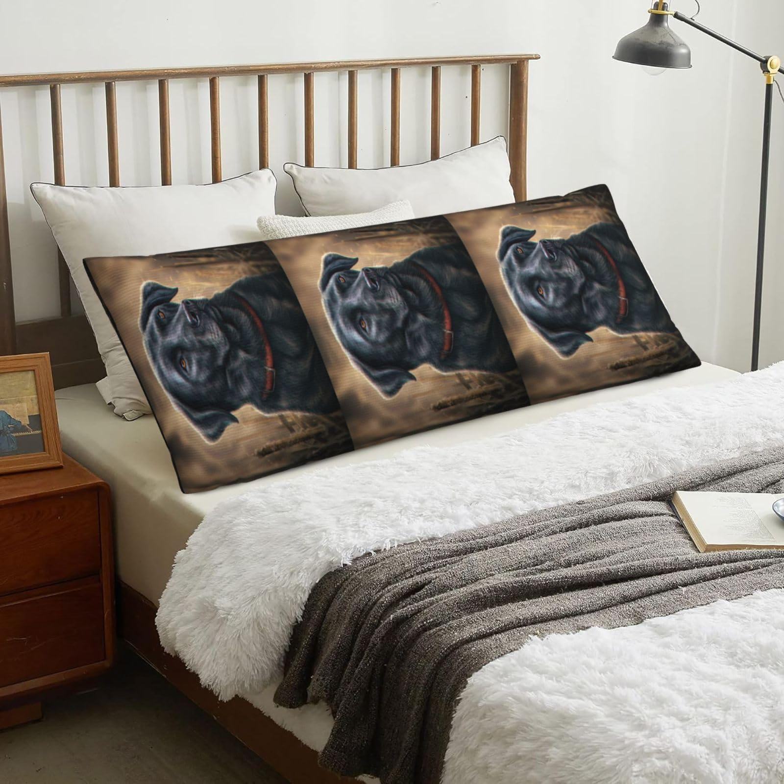 Black Labrador, Body Pillow Cover with Zipper,Long Body Pillowcase 20 x 60 in