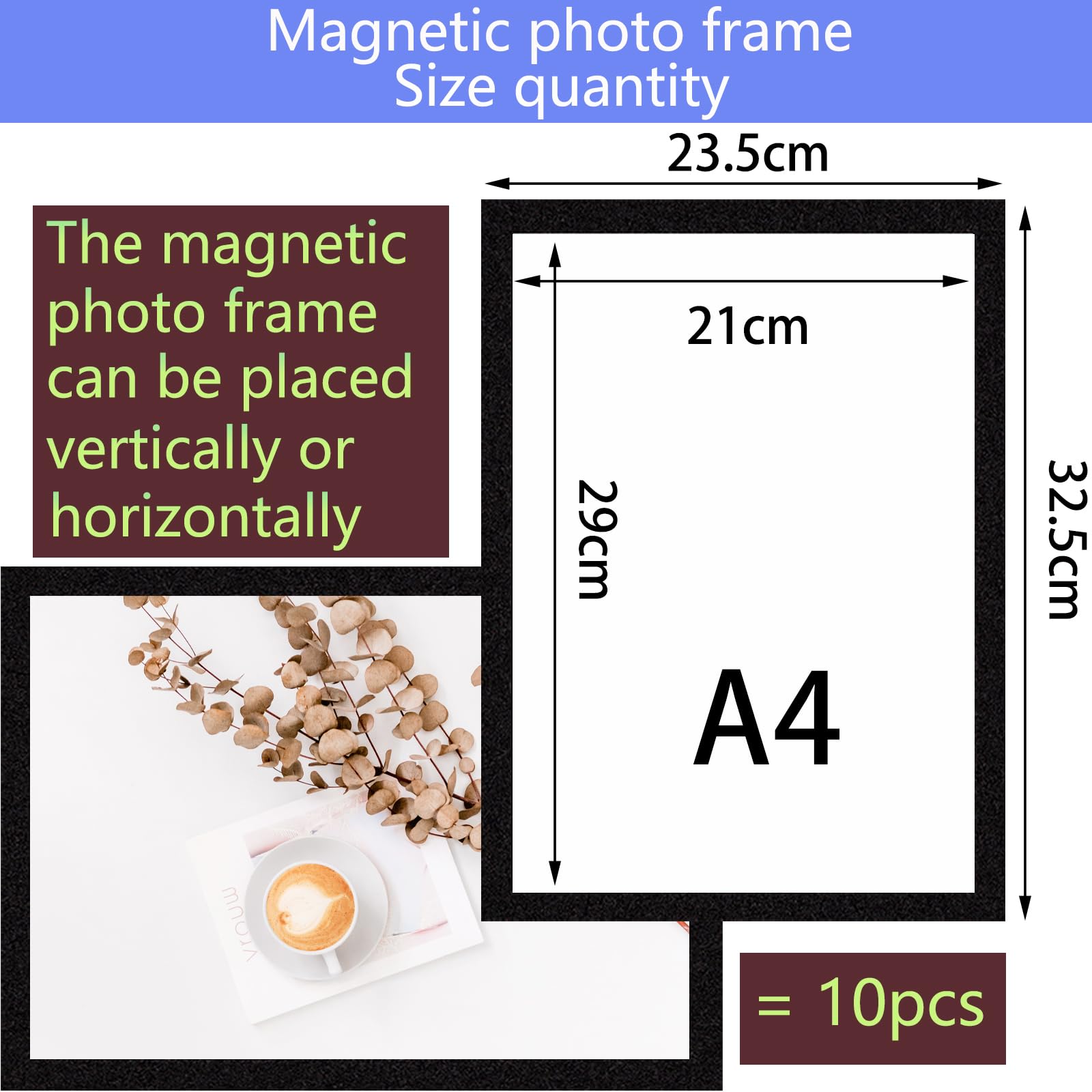 10 Stück Magnetrahmen A4 - Selbstklebende Bilderrahmen Für Wanddekoration
