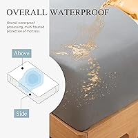 Vista 2 de Protector de colchón impermeable, tamaño King, suave, transpirable, sin ruido, bolsillo profundo para colchones de 8 a 14 pulgadas, lavable