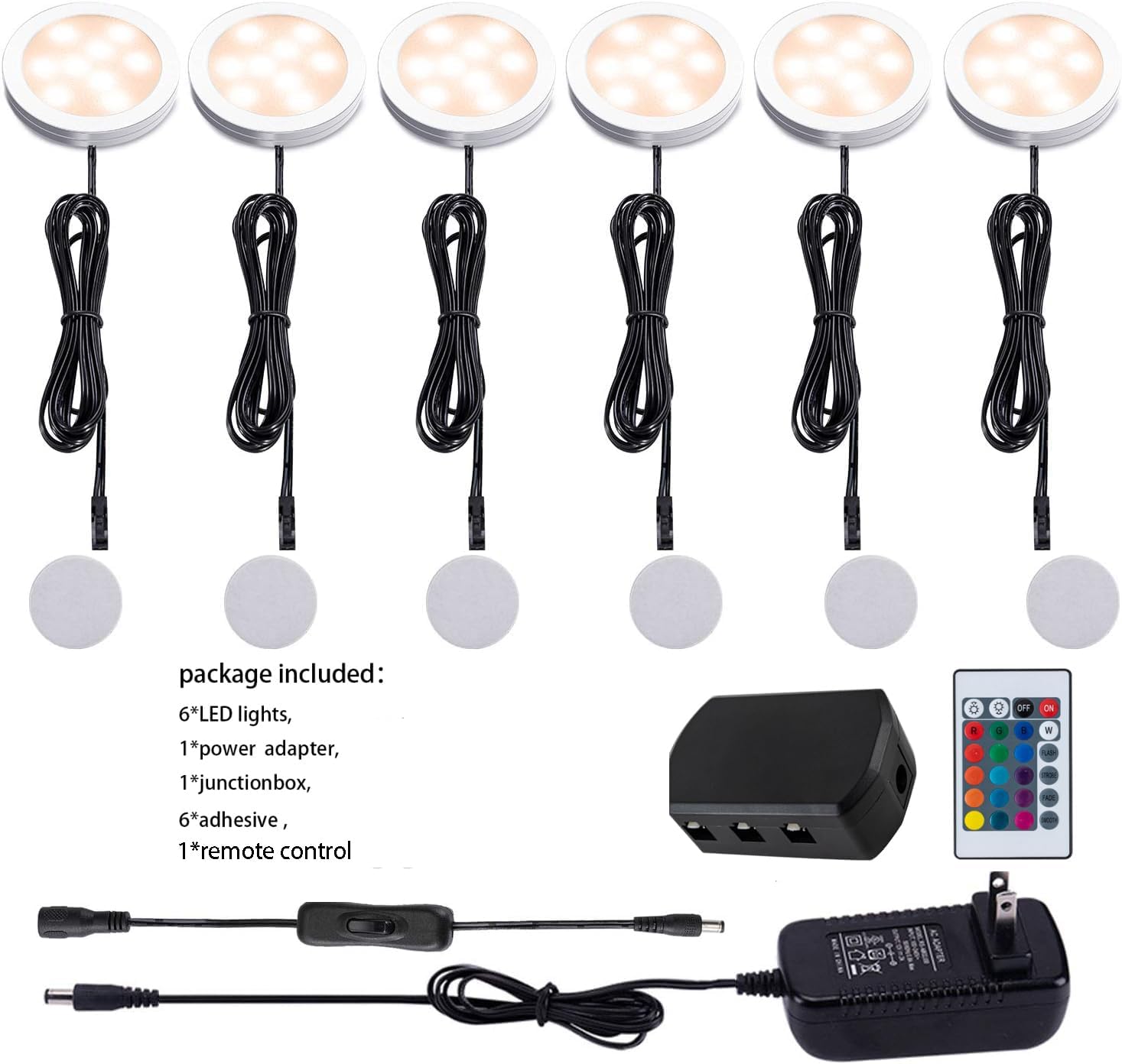 Jorunhe 1.5w White LED Mini Surface Mounted Light Jewelry Cabinet Lamp Spotlight Ac85-265v (6 Pack)