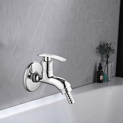Ruhe Clarion Brass Faucet Tap | Nozzle Bib Cock Faucet/Tap | with Chrome Finish | for Washing Machine and Garden Pipes