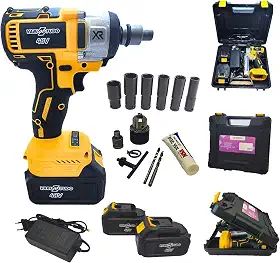 Chave de Impacto 48V, Parafusadeira e Furadeira Recarregável Bivolt com 2 Baterias de 2000mAh, Velocidade de até 2300 RPM – Ferramenta Versátil para Uso Profissional e Doméstico.
