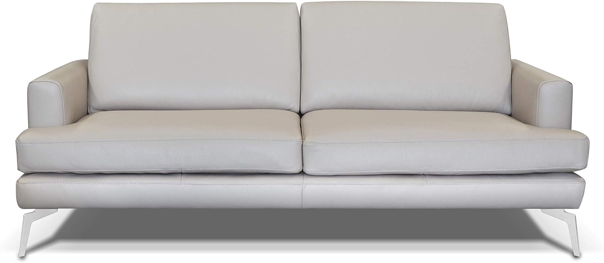 Amazon Brand - Alkove Palma Hand-Crafted Leather Sofa, 3 Seater, 100 x 200 x 82cm, Mineral