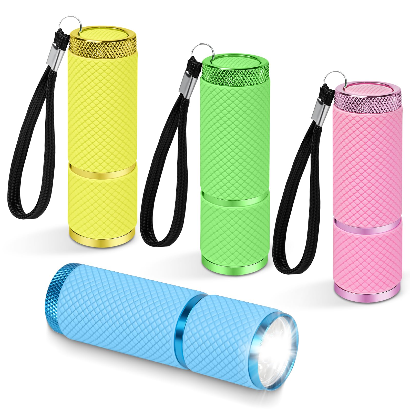 AXFEE 4 Pack Small Torch, Battery Operated Torch, Flashlight-Torchs with 9 LEDs, 90mm Mini-Torchs Led Super Bright, Lightweight Pocket-torchs Kids Camping Outdoor Hiking Gifts(Batteries not Included)