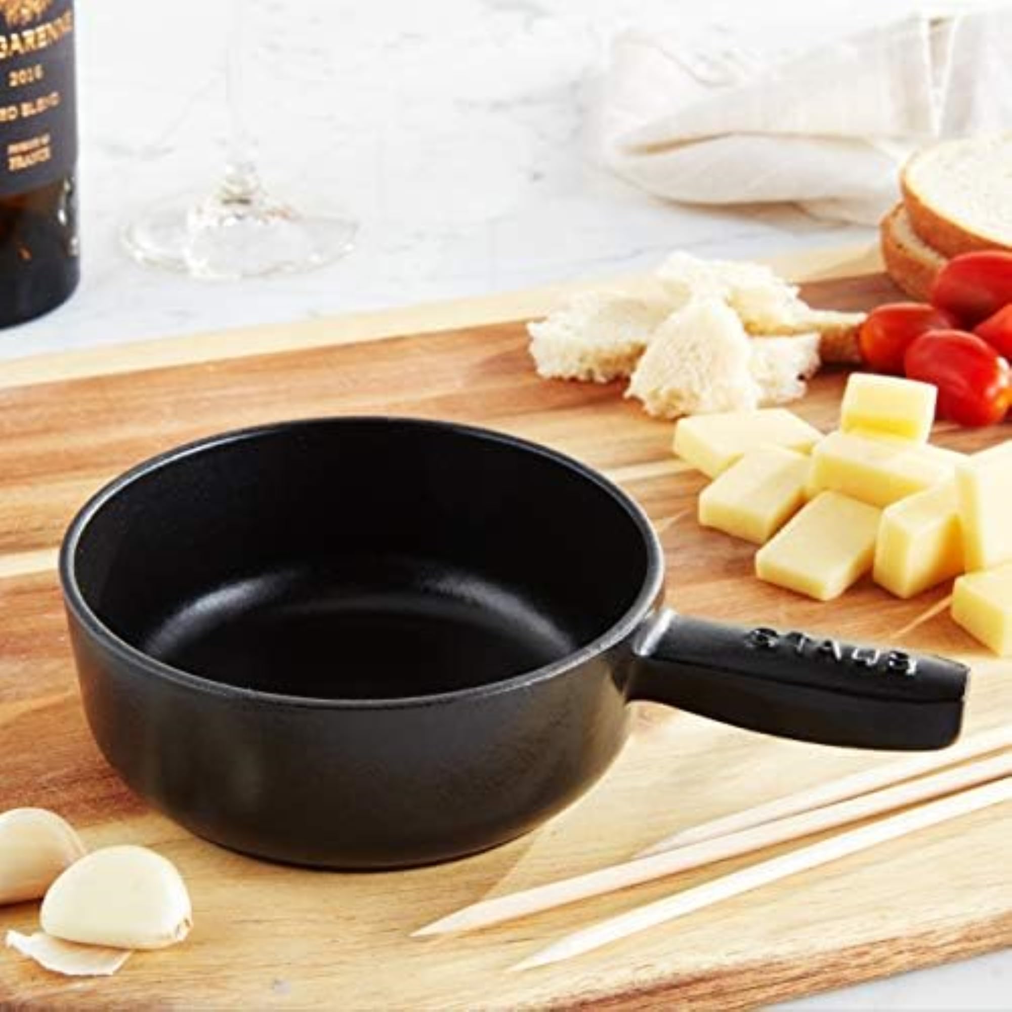 STAUB 1461223 Mini olla de fondue de queso, hierro fundido, negro mate