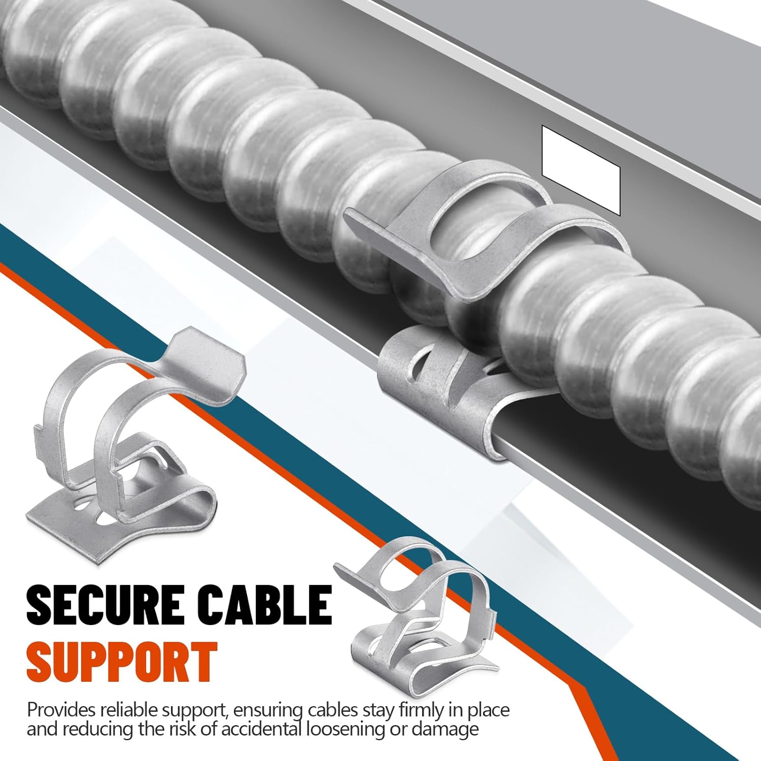 Hicarer 100 Pcs AC Cable to Metal Stud Clip Spring Steel Fastener Clamp Beam Fits 14-2 to 12-3 Cables Durable Corrosion-resistant Fastener for Fast Cable Installation Metal Stud Attachment