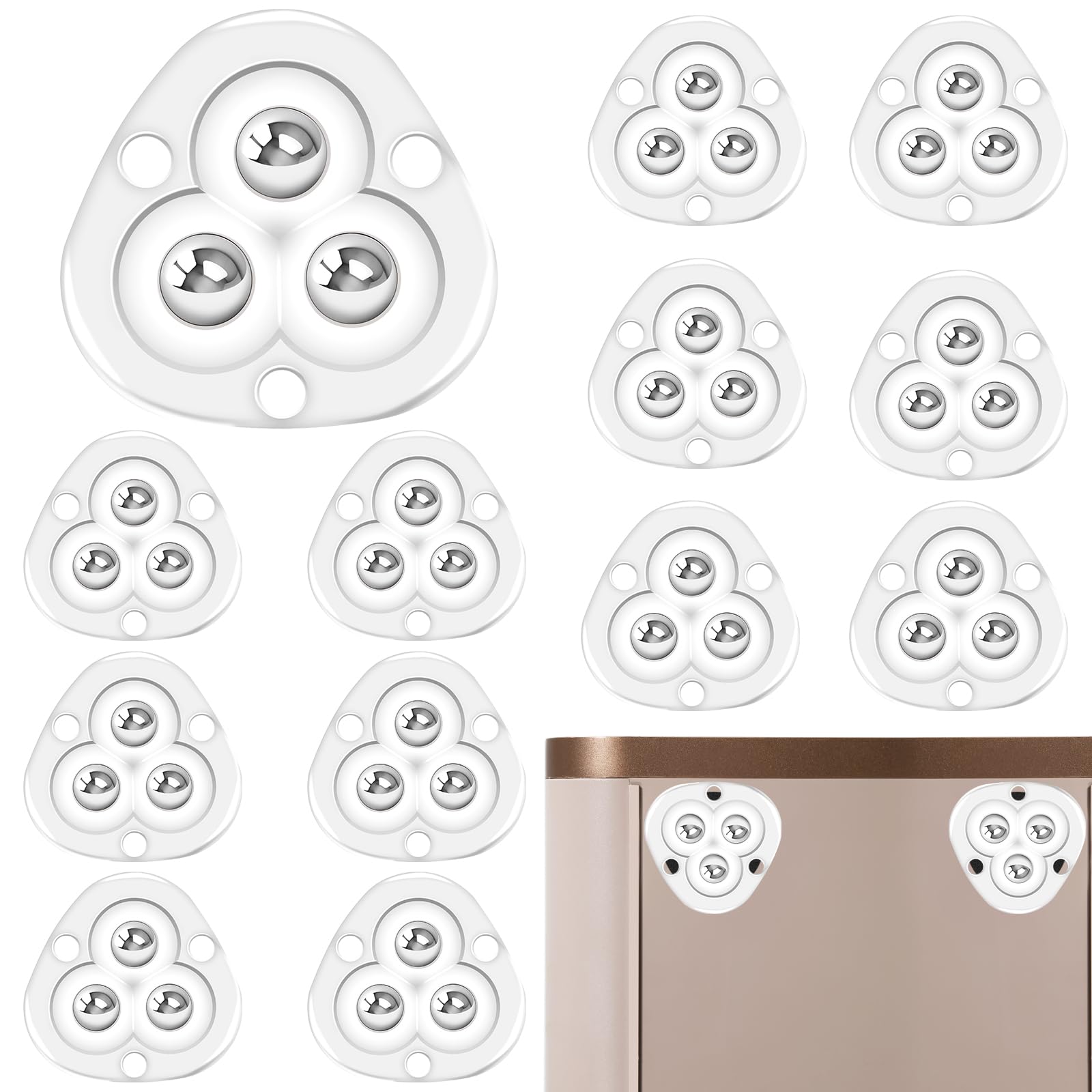 12 PCS Self Adhesive Mini Caster Wheels 360° Rotation, Mini Appliance Wheels Stick On, Stickable Casters Wheels Peel and Swivel for Kitchen Appliance Small Furniture Trash Can Storage Box Coffee Maker