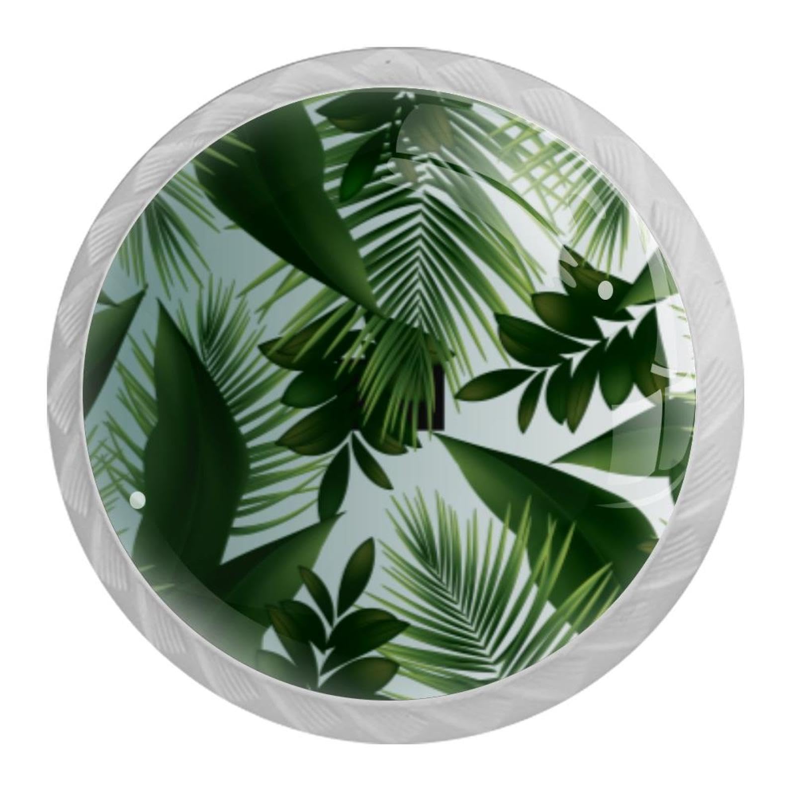 Tqmspg 4 Pieces Drawer Pulls Green Leaves Door Knobs Dresser Handles for Kitchen Wardrobe Cupboard Hardware Furniture
