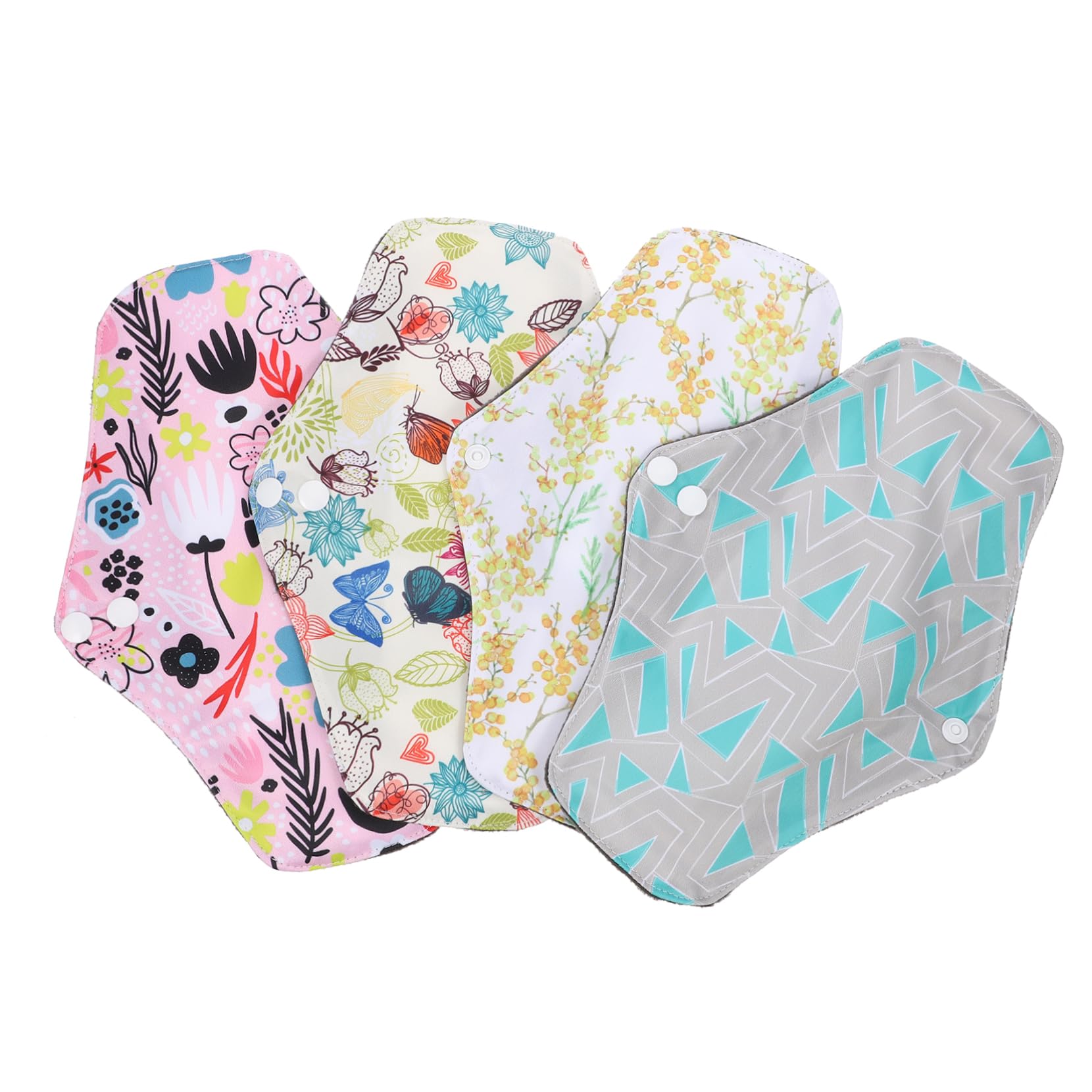 8piezas Compresas Menstruales Reutilizables De Absorbentes Toallas Sanitarias Lavables Alas y Diseño Presión Para Viajes y Uso Diario