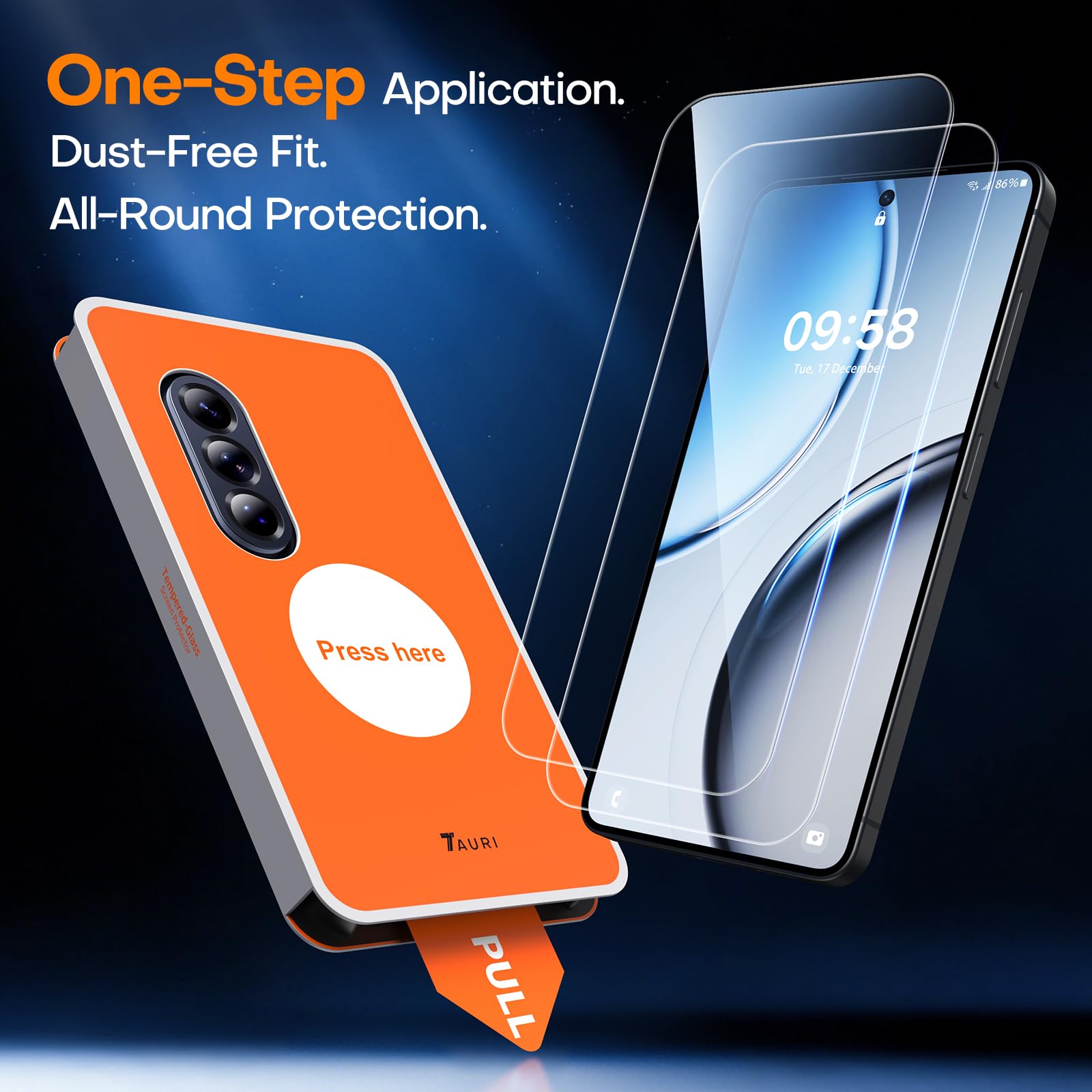 TAURI 2 sztuki szkła pancernego do Samsung Galaxy A37 5G z bezpyłowym narzędziem instalacyjnym, ochrona wyświetlacza ze szkła hartowanego, odporne na uderzenia szkło ochronne, ochrona przed odciskami