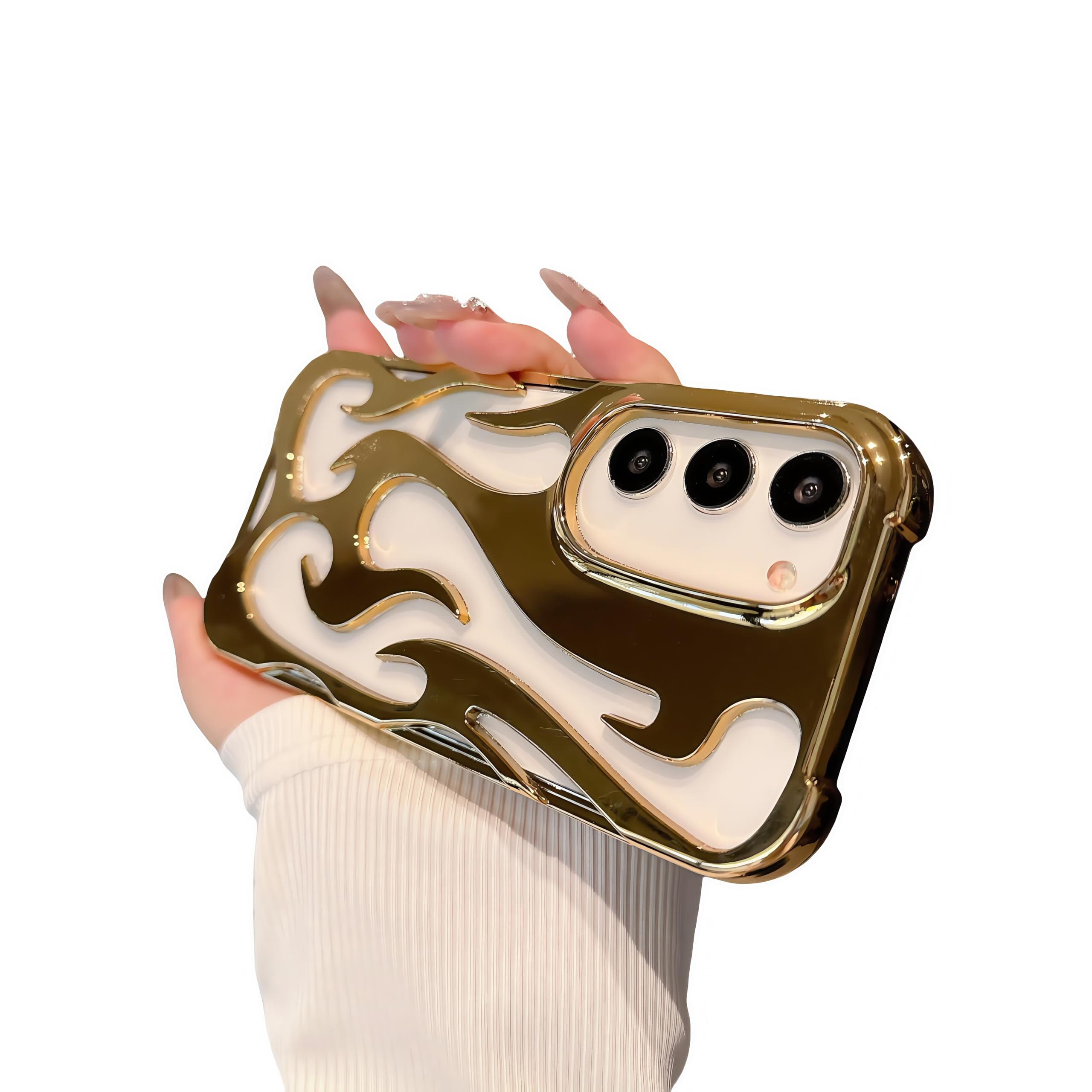 FXFOOT Fashion Flame Bumper Case for Samsung Galaxy S24 Ultra Case [3D Deluxe Color Plating] [Hollow Heat Dissipation Design] Ultra Slim Shockproof