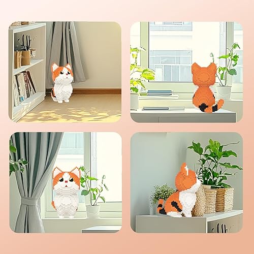 Vista 64 de Larcele Juego de mini bloques de construcción para gatos, ladrillos de juguete de construcción 3D para bricolaje, 1390 piezas KLJM-05