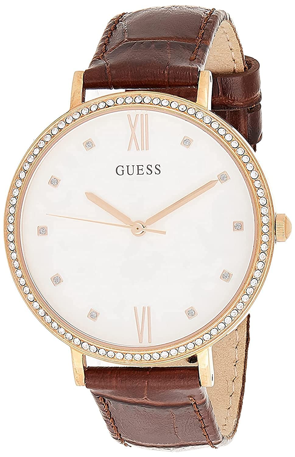 GUESS Women White Round Stainless Steel Dial Analog Watch-W1153L2 (B07F3GD3HG) Amazon Price History, Amazon Price Tracker