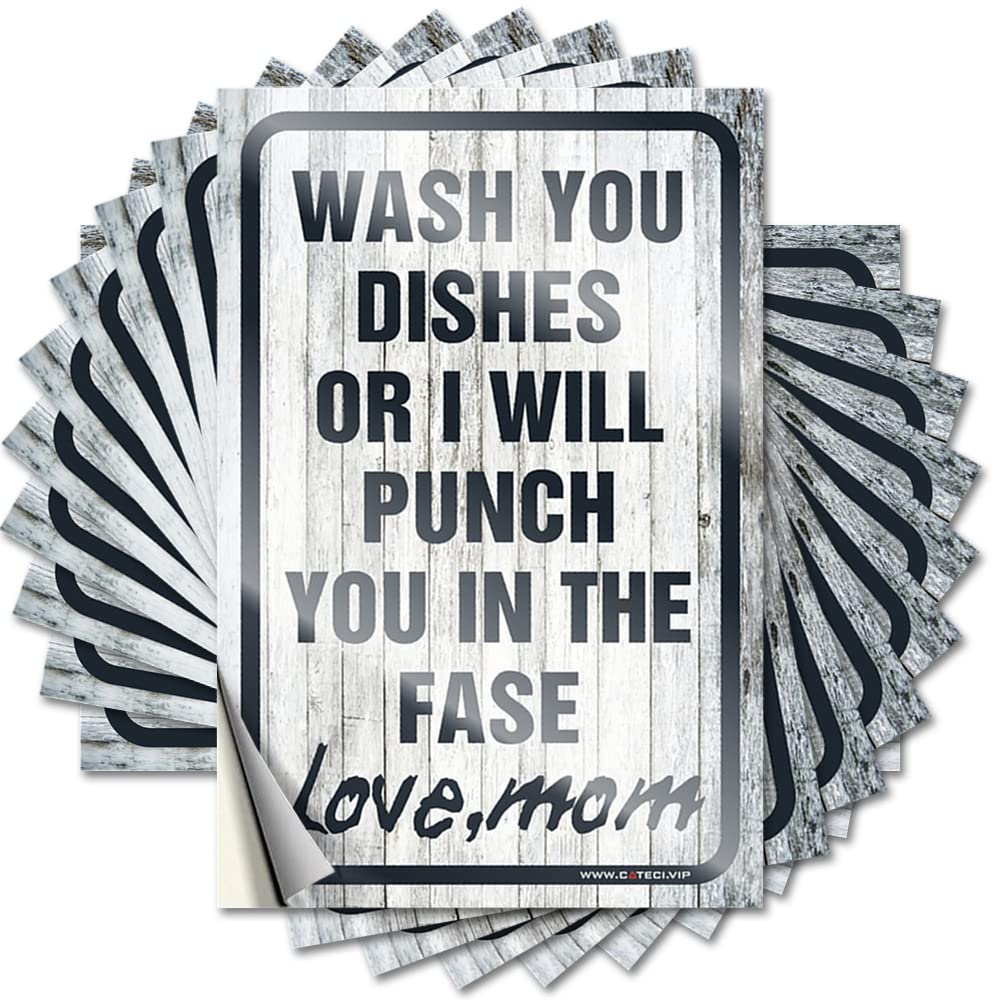 Wash Your Dishes Signed Mom Funny Sticker Teen Room Decor | Coffee Tumbler Removable Decal Pack(8X12CM)